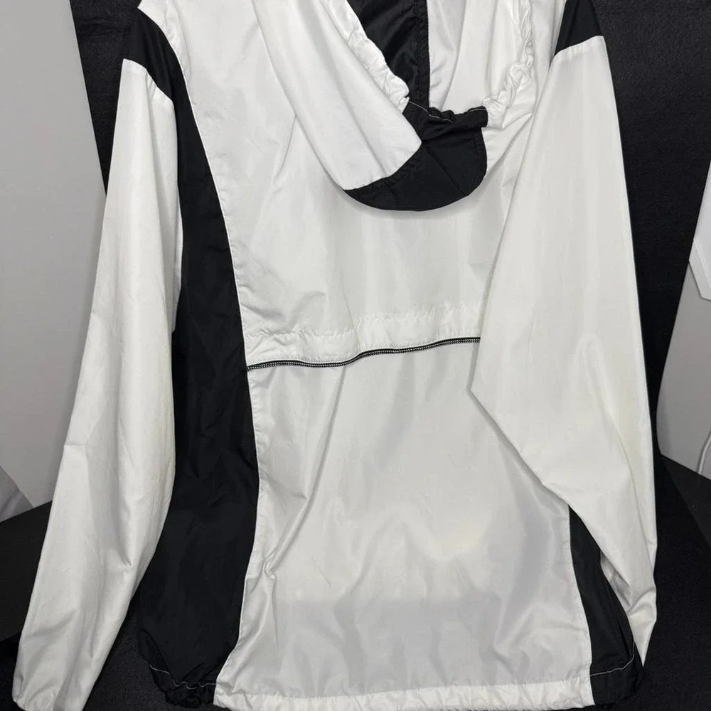 Nike Vintage Center Swoosh Pullover Windbreaker Jacket White Black Large